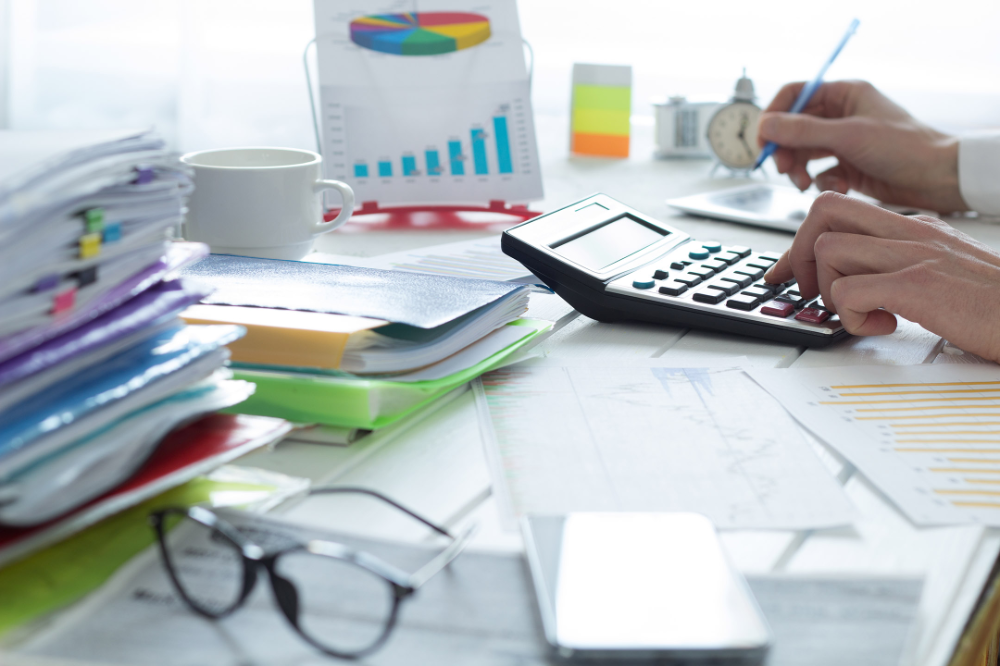 Calculator featuring a desk view – Baron Bookkeeping LLC Austin TX